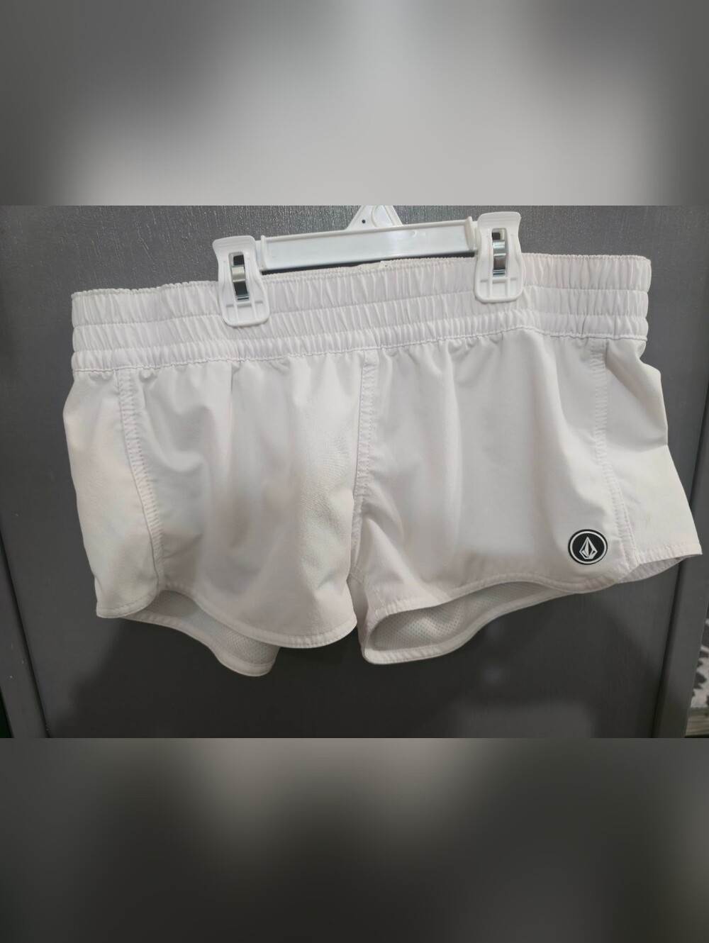 Volcom White Athletic Shorts with Elastic Waistband